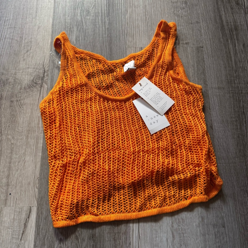 a new day Vibrant Orange Knit Tank Top